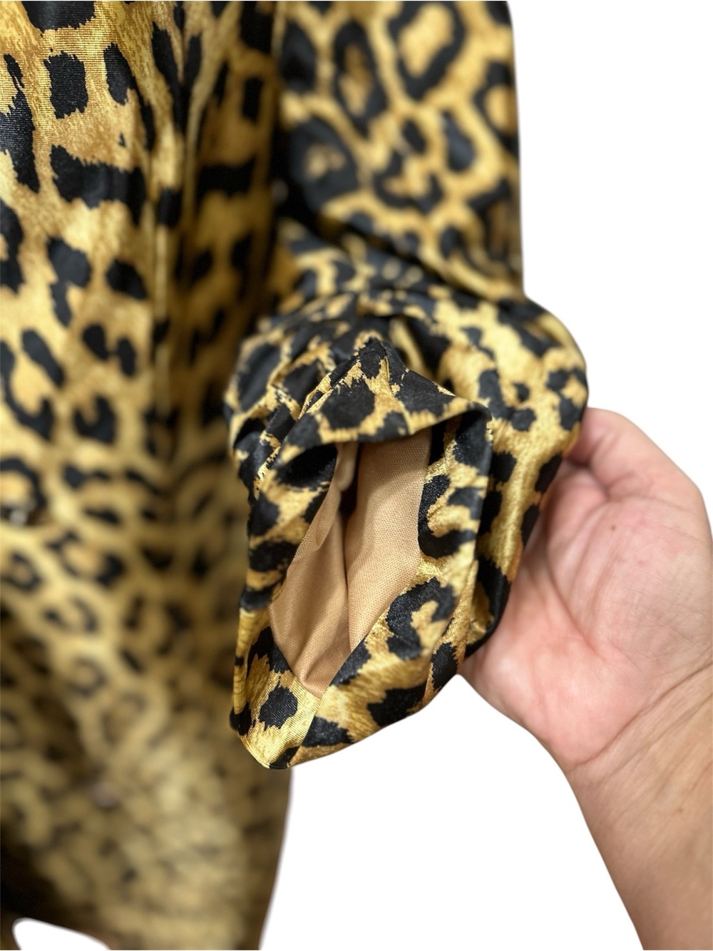 AKIRA Classic Gold and Black Leopard Print Blazer soft padded shoulders Large - Picture 10 of 15